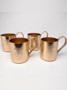 Smirnoff Copper Moscow Mule Mug Set of 4 Vintage Barware